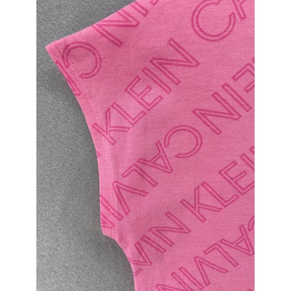 Calvin Klein Performance T-Shirt Woman XL 16 Pink Cropped All Over Print NWT‎ - Picture 3 of 11